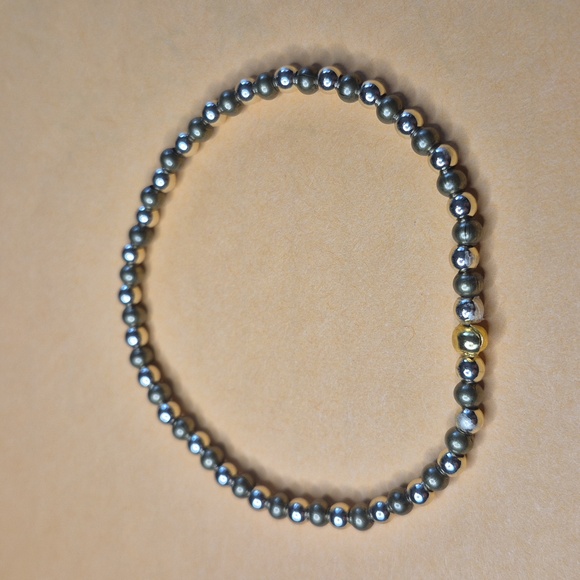 3 BRACLETS,7 1/2" HEMATITE,BRONZITE,GOLD,NT UNISEX - Picture 4 of 6